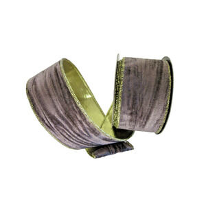 Marble Velvet Taupe Lame Back 2 1/2" x 10 yds Wire Edge Ribbon by d.stevens